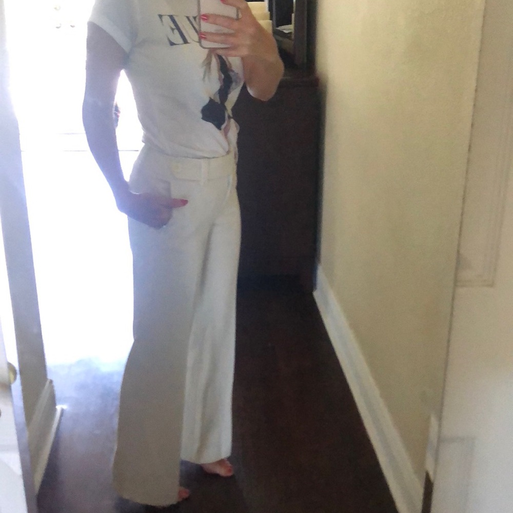 Cream color Ann Taylor petite pants.